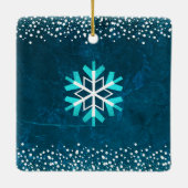 Modern Blue Snowflake Peace Joy Love Custom Name Keramisch Ornament (Achterkant)