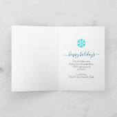 Modern Blue Snowflake Peace Joy Love Typografie Feestdagen Kaart (Binnen)