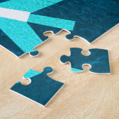 Modern Blue Snowflake Peace Joy Love Typografie Legpuzzel (Zijkant)