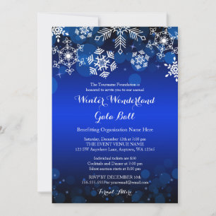 Modern Blue Snowflake Winter Gala Ball Kaart