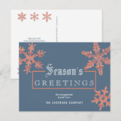 Modern Blue Snowflake  Wood Business Briefkaart (Voorkant / Achterkant)