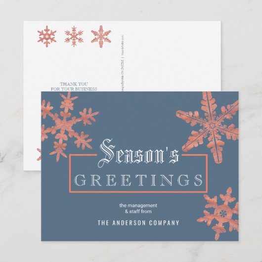 Modern Blue Snowflake  Wood Business Briefkaart (Voorkant / Achterkant)