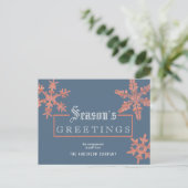 Modern Blue Snowflake Wood Business Briefkaart (Staand voorkant)
