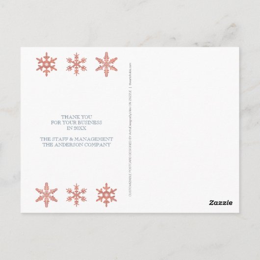 Modern Blue Snowflake  Wood Business Briefkaart (Achterkant)