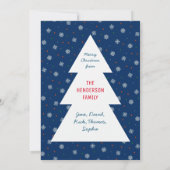 Modern blue snowflakes christmas tree photo (Achterkant)