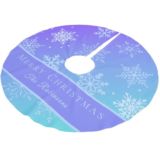 Modern Blue Snowflakes  Kerstboom Rok (Gekanteld)