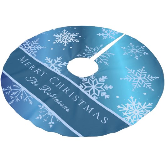 Modern Blue Snowflakes  Kerstboom Rok (Gekanteld)