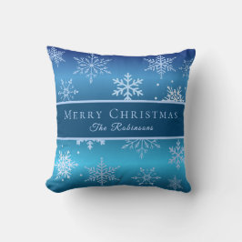 Modern Blue Snowflakes Kussen