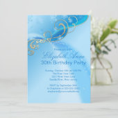 Modern Blue Snowflakes Winter Birthday Party Kaart (Staand voorkant)
