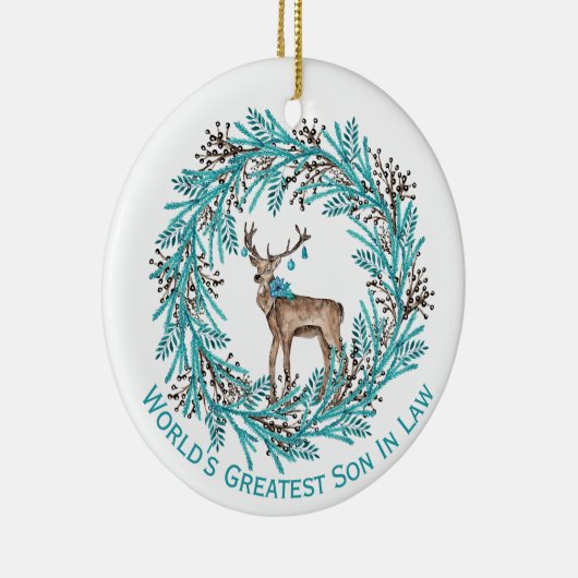Modern Blue Son in Law Deer Ceramic Ornament (Rechts)
