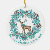 Modern Blue Son in Law Deer Ceramic Ornament (Voorkant)
