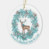 Modern Blue Son in Law Deer Ceramic Ornament (Links)