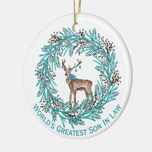 Modern Blue Son in Law Deer Ceramic Ornament (Links)