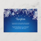 Modern Blue Sparkle Snowflake Wedding Informatiekaartje (Voorkant)