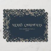Modern Blue Sparkly Snowy Merry Christmas Kaart (Voorkant / Achterkant)