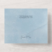 Modern Blue Sparkly Winter Botanical Arch Foto All In One Uitnodiging (Achterkant)