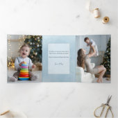 Modern Blue Sparkly Winter Botanical Arch Foto Drieluik Kaart (Binnen)