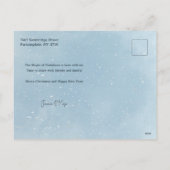 Modern Blue Sparkly Winter Botanical Arch Foto Feestdagenkaart (Achterkant)