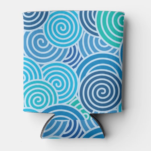 Modern Blue Spiral Pattern Blikjeskoeler (Voorkant)