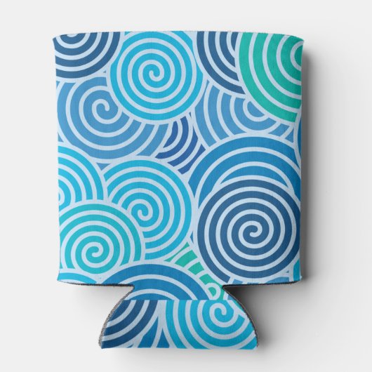 Modern Blue Spiral Pattern Blikjeskoeler (Achterkant)