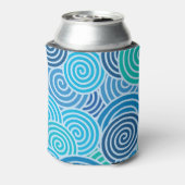 Modern Blue Spiral Pattern Blikjeskoeler (Blikje Achterkant)