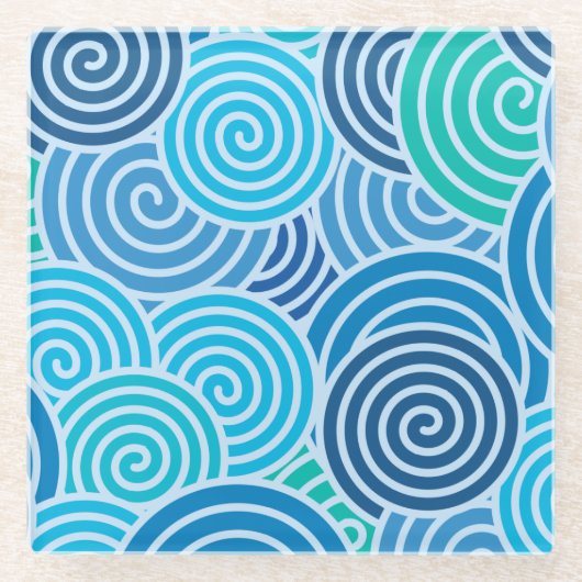 Modern Blue Spiral Pattern Glazen Onderzetter (Voorkant)