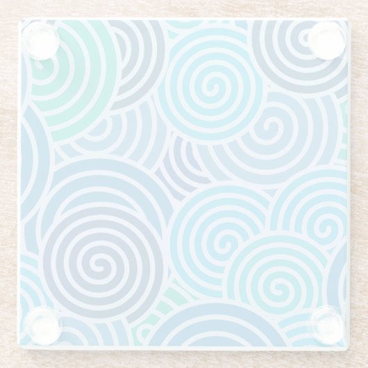 Modern Blue Spiral Pattern Glazen Onderzetter (Achterkant)