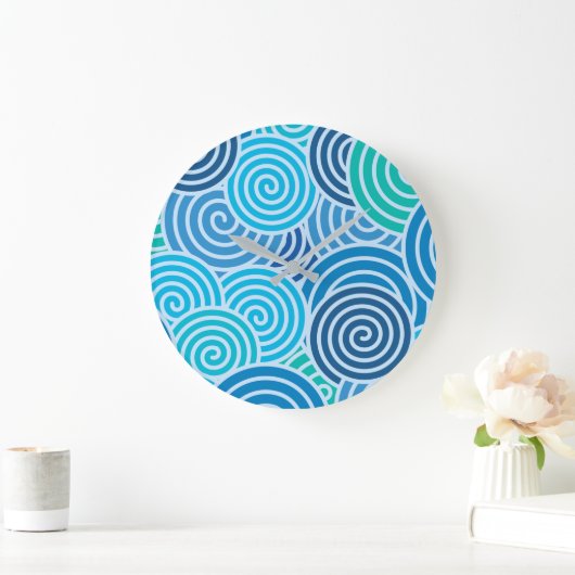 Modern Blue Spiral Pattern Grote Klok (Huis)