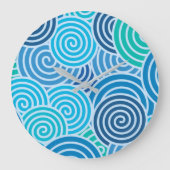 Modern Blue Spiral Pattern Grote Klok (Voorkant)