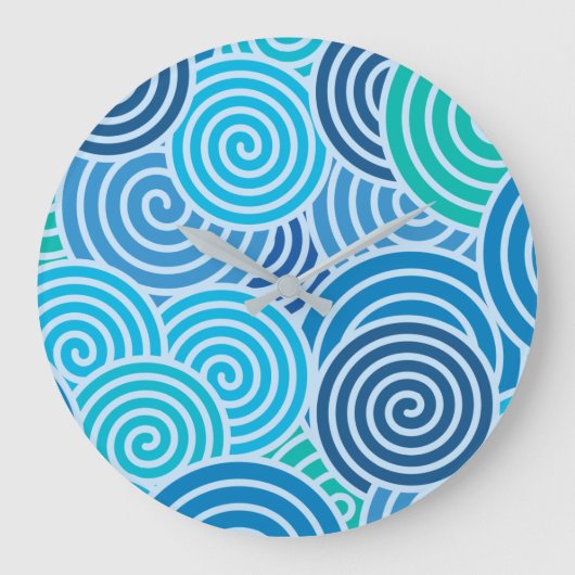 Modern Blue Spiral Pattern Grote Klok (Voorkant)