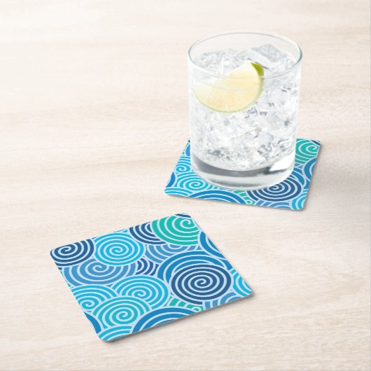 Modern Blue Spiral Pattern Kartonnen Onderzetters (Insitu)