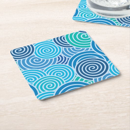 Modern Blue Spiral Pattern Kartonnen Onderzetters (Schuin)