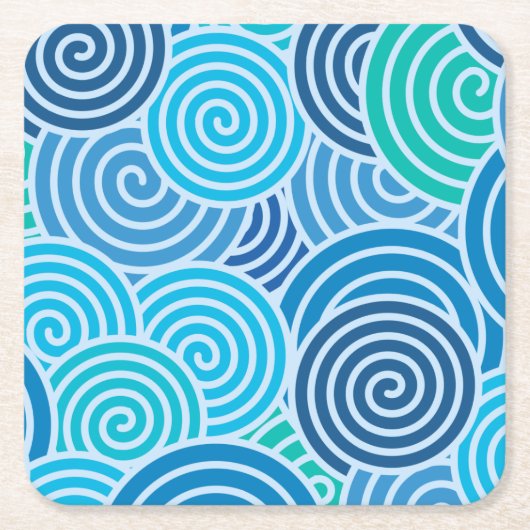 Modern Blue Spiral Pattern Kartonnen Onderzetters (Voorkant)