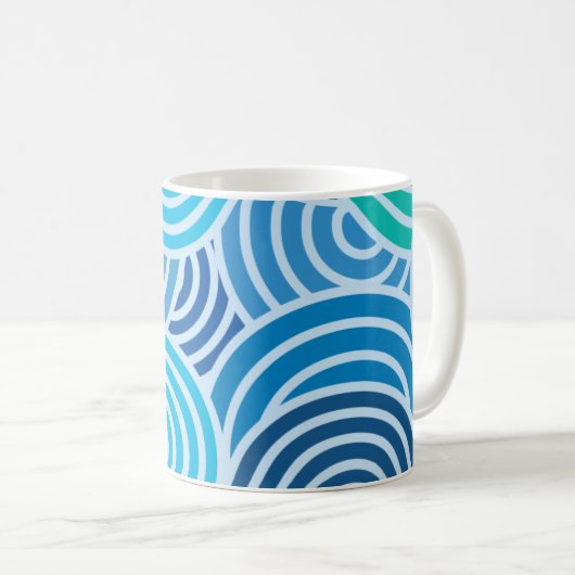 Modern Blue Spiral Pattern Koffiemok (Voorkant rechts)