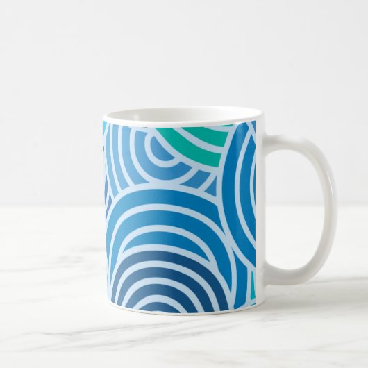 Modern Blue Spiral Pattern Koffiemok (Rechts)