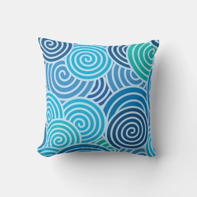 Modern Blue Spiral Pattern Kussen (Voorkant)