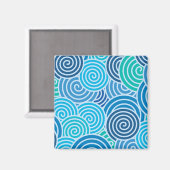 Modern Blue Spiral Pattern Magneet (Voorkant / Achterkant)