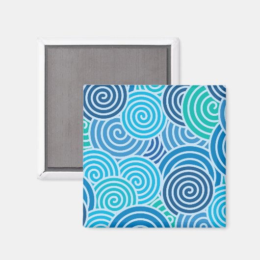 Modern Blue Spiral Pattern Magneet (Voorkant / Achterkant)