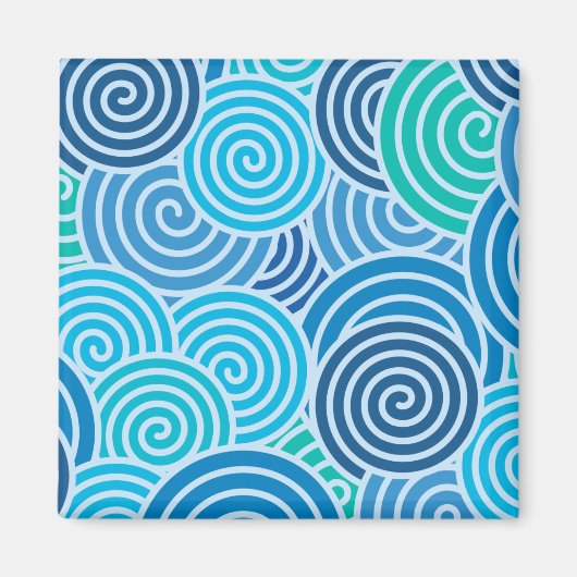 Modern Blue Spiral Pattern Magneet (Voorkant)