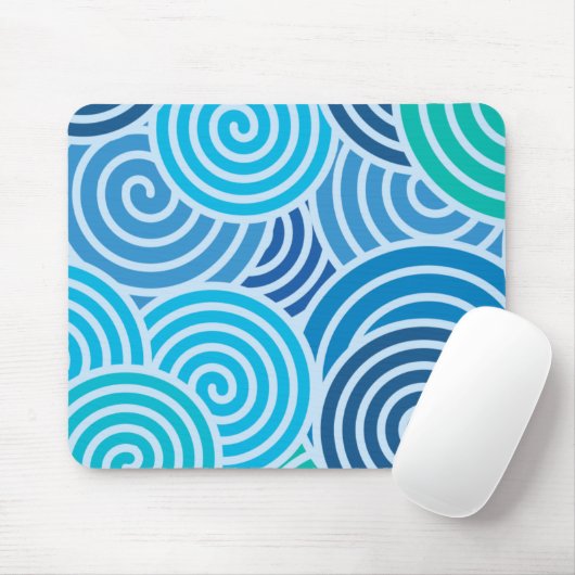 Modern Blue Spiral Pattern Muismat (Met muis)