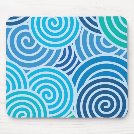 Modern Blue Spiral Pattern Muismat (Voorkant)