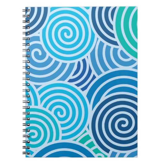 Modern Blue Spiral Pattern Notitieboek (Voorkant)
