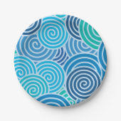 Modern Blue Spiral Pattern Papieren Bordje (Voorkant)