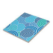Modern Blue Spiral Pattern Tegeltje (Zijkant)