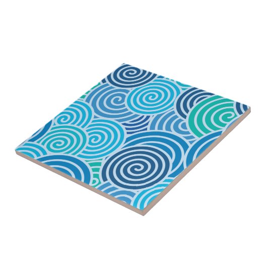 Modern Blue Spiral Pattern Tegeltje (Zijkant)