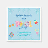 Modern Blue Splish Splash Kinder Pool Party Servet (Voorkant)
