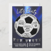 Modern Blue Sporty Soccer Boys Birthday Kaart (Voorkant)