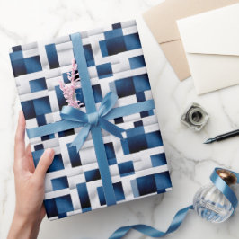 Modern Blue Squares herstellend patroon Cadeaupapier