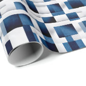Modern Blue Squares herstellend patroon Cadeaupapier (Rol Hoek)