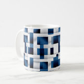 Modern Blue Squares herstellend patroon Koffiemok (Voorkant links)